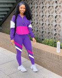 Casual Patchwork Tracksuit Two Piece Sets LM-8189