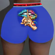 Sexy Lips Print Sexy Bodycon Mini Shorts SXF-0155