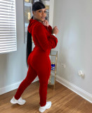 Solid Color Ruched Sports Zipper Coat And Pants Suit XYF-9062