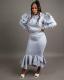 Solid Puff Sleeve Ruffled Irregular Skirt Two Piece Sets SFY-183
