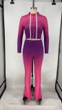 Gradient Zipper Long Sleeve Two Piece Pants Set XMY-9267