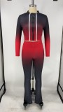 Gradient Zipper Long Sleeve Two Piece Pants Set XMY-9267