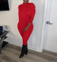 Solid Long Sleeve Turtleneck Two Piece Pants Set XMY-9268