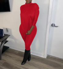 Solid Long Sleeve Turtleneck Two Piece Pants Set XMY-9268
