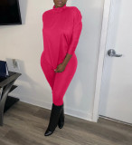 Solid Long Sleeve Turtleneck Two Piece Pants Set XMY-9268