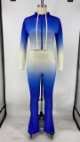 Gradient Zipper Long Sleeve Two Piece Pants Set XMY-9267