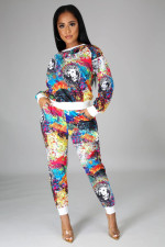 Casual Printed Long Sleeve Two Piece Pants Set SFY-191