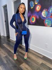 Sexy Skinny Long Sleeve Party Lurex Jumpsuits FNN-8548