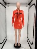 LUCKY LABEL Letter Print Casual Hoodies Dress WSM-5202