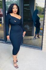 Sexy Ribbed Long Sleeve Slim Midi Dress OD-8396