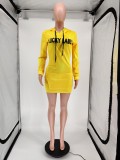 LUCKY LABEL Letter Print Casual Hoodies Dress WSM-5202