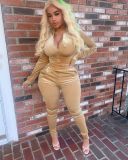 Casual Velvet Zipper Long Sleeve 2 Piece Sets NIK-185