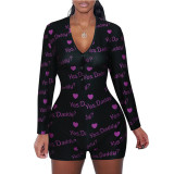 Casual Printed Long Sleeve One Piece Romper SHD-9449