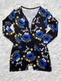 Casual Printed Long Sleeve One Piece Romper SHD-9449