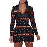 Casual Printed Long Sleeve One Piece Romper SHD-9449