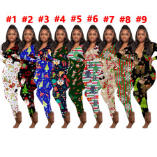 Christmas Print Long Sleeve Jumpsuits SHD-9451
