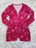 Zodiac Print Long Sleeve Rompers SHD-9450