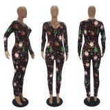 Christmas Print Long Sleeve Jumpsuits SHD-9451