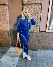 Plus Size Casual Sports Long Sleeve 2 Piece Sets NYF-8026