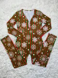 Christmas Print Long Sleeve Jumpsuits SHD-9451