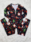 Christmas Print Long Sleeve Jumpsuits SHD-9451