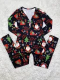 Christmas Print Long Sleeve Jumpsuits SHD-9451