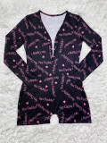 Casual Printed Long Sleeve One Piece Romper SHD-9449