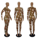 Christmas Print Long Sleeve Jumpsuits SHD-9451