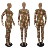Christmas Print Long Sleeve Jumpsuits SHD-9451