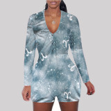 Zodiac Print Long Sleeve Rompers SHD-9450