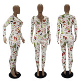 Christmas Print Long Sleeve Jumpsuits SHD-9451