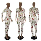 Christmas Print Long Sleeve Jumpsuits SHD-9451