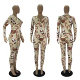 Christmas Print Long Sleeve Jumpsuits SHD-9451