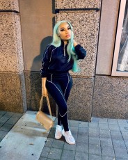 Plus Size Casual Sports Long Sleeve 2 Piece Sets NYF-8026