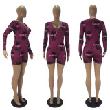 Casual Printed Long Sleeve One Piece Romper SHD-9449