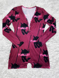 Casual Printed Long Sleeve One Piece Romper SHD-9449
