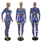 Christmas Print Long Sleeve Jumpsuits SHD-9451
