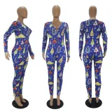 Christmas Print Long Sleeve Jumpsuits SHD-9451