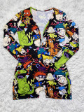 Casual Printed Long Sleeve One Piece Romper SHD-9449