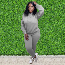 Solid Hoodie Pants Casual Two Piece Suits MEI-9123