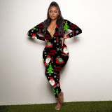 Christmas Print Long Sleeve Jumpsuits SHD-9451