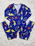 Christmas Print Long Sleeve Jumpsuits SHD-9451