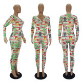 Christmas Print Long Sleeve Jumpsuits SHD-9451