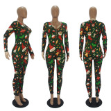 Christmas Print Long Sleeve Jumpsuits SHD-9451
