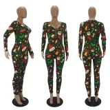 Christmas Print Long Sleeve Jumpsuits SHD-9451