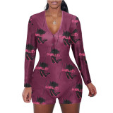 Casual Printed Long Sleeve One Piece Romper SHD-9449