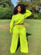 Casual Solid Sweatshirt Pants Two Piece Sets LSL-6400