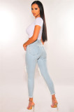 Plus Size Denim Ripped Hole Jeans Pants LX-5006