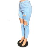 Plus Size Denim Ripped Hole Jeans Pants LX-5006