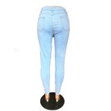 Plus Size Denim Ripped Hole Jeans Pants LX-5006
